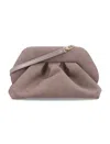 Themoirè Suede Pleated Clutch Bag With Detachable Strap In Brown
