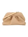 Themoirè Suede Eco Shoulder Bag With Detachable Strap And Pleated Design In Neutral