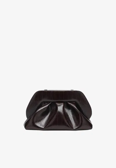 Themoirè Tia Faux Leather Clutch In Brown