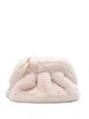Themoirè Medium Tia Clutch White In Faux Fur In Beige
