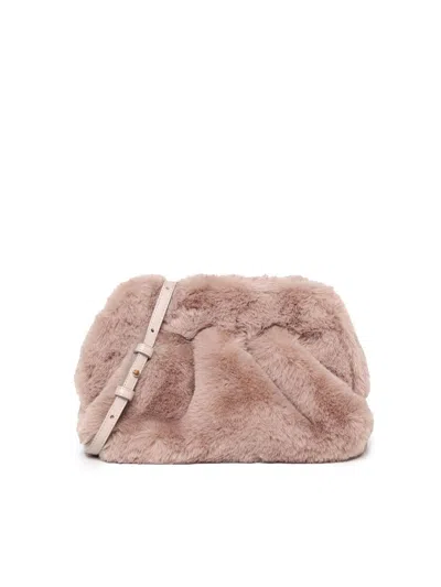 Themoirè Tia Faux Fur Clutch In Tortora