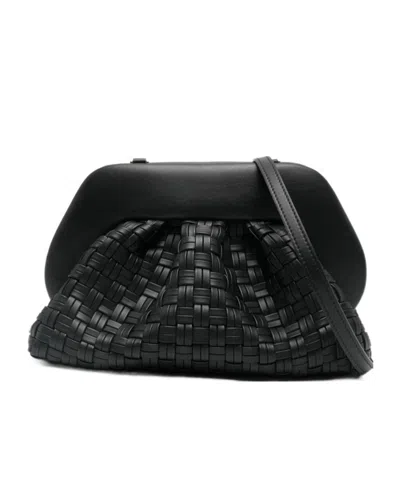 Themoirè Tia Microweaved Laminated Clutch Bag In Black