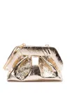 Themoirè Pineapple Cross Body Bag With Pleat Detailing In Gold