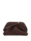 Themoirè Detachable Strap Pleated Suede Clutch In Brown