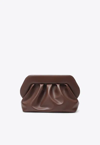Themoirè Tia Pleated Clutch Bag In Brown