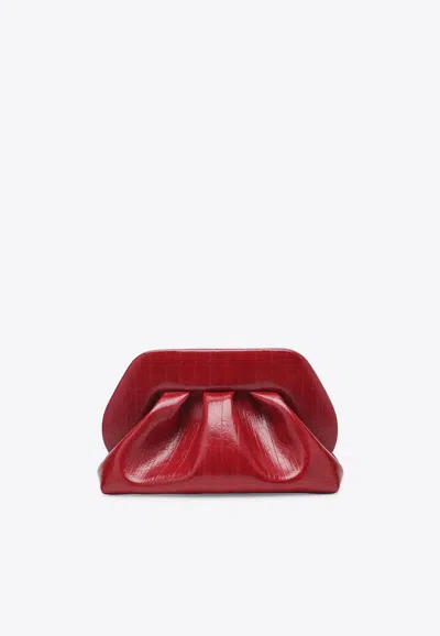 Themoirè Tia Pleated Clutch Bag In Red