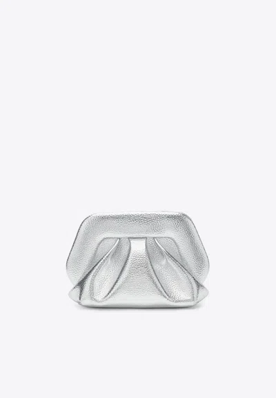 Themoirè Tia Pleated Clutch Bag In Silver