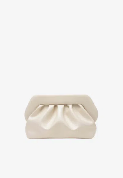Themoirè Tia Pleated Clutch Bag In White