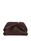 Themoirè Detachable Strap Pleated Suede Clutch In Brown