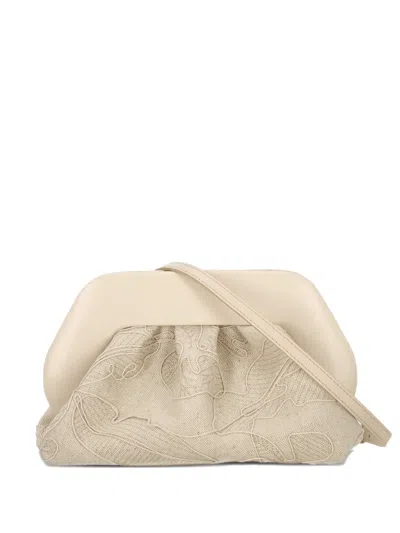 Themoirè Tia Ruched Clutch Bag In Neutral