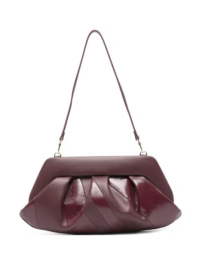 Themoirè Tia Ruched Clutch Bag In Burgundy