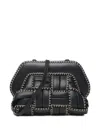 Themoirè Woven Clutch Bag Shoulder Strap In Black