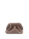 Themoirè Suede Pleated Clutch Bag With Detachable Strap In Brown