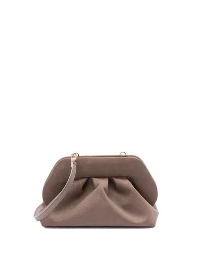 Themoire' `tia Suede` Clutch Bag In Brown