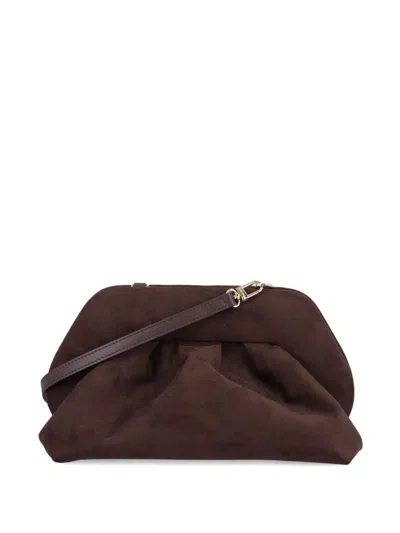 Themoirè Tia Suede Clutch In Brown
