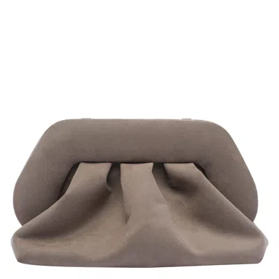 Themoirè Tia Suede Clutch In Gray