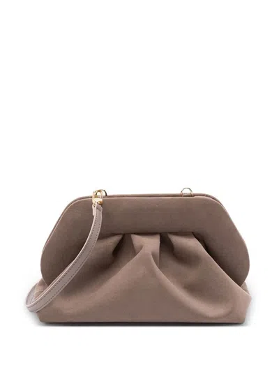 Themoirè Tia Suede Clutch In Brown