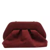 Themoirè Hand Clutch Bag In Bordeaux Tia Suede In Red