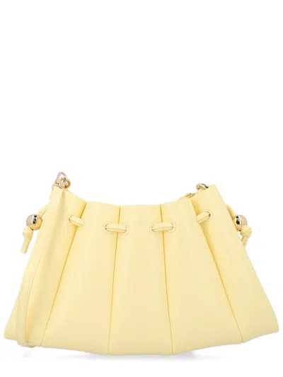 Themoirè Tia Vegan Fabric Shell Clutch In Yellow