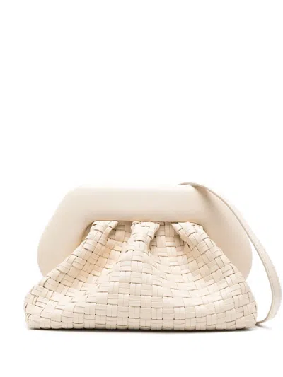 Themoirè Tia Weaved Clutch Bag In Beige