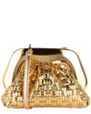 Themoirè Tia Weaved Laminated Shoulder Bag In Gold