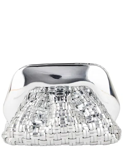 Themoirè Tia Weaved Laminated Shoulder Bag In Silver