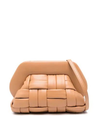 Themoirè Tia Weaved Vegan Leather Clutch In Beige