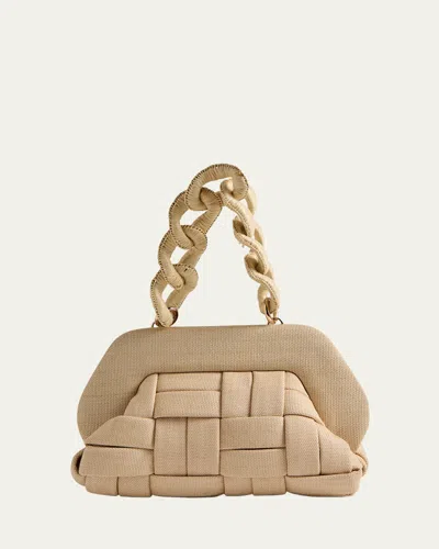 Themoirè Tia Woven Vegan Fabric Top-handle Bag In Tia Weaved Straw Shell