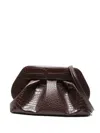Themoirè Croco Texture Pleated Clutch Bag In Brown
