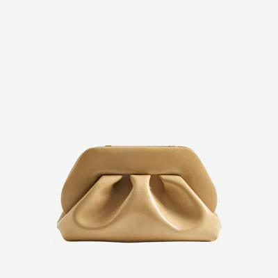 Themoirè Vegan Fabric Clutch In Beige