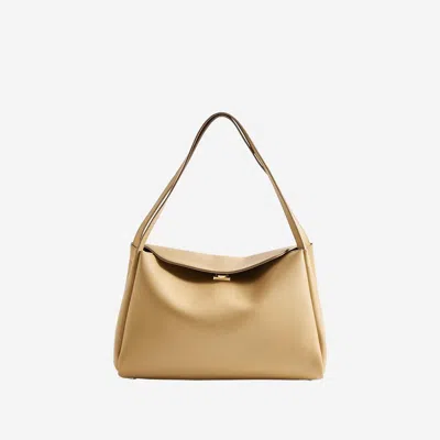Themoirè Vegan Fabric Shoulder Bag In Beige
