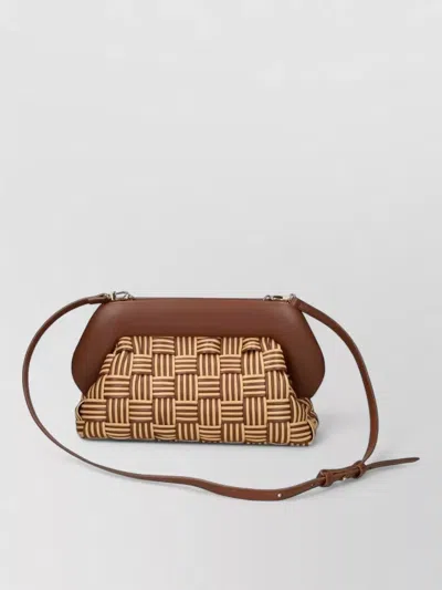 Themoirè Vegan Woven Crossbody Bag Two Tone In Brown