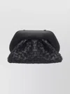 Themoirè Woven Detachable-strap Clutch In Black