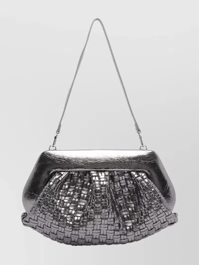 Themoirè Versatile Shoulder Bag Woven Design In Silver