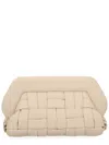 Themoirè Woven Rectangular Clutch Bag Detachable Strap In Neutral
