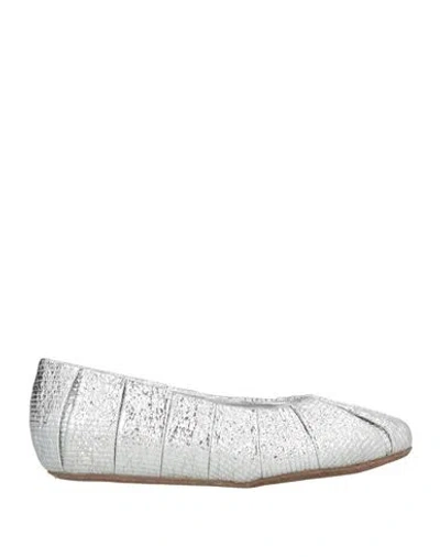 Themoirè Woman Ballet Flats Silver Size 8 Synthetisches Material In White