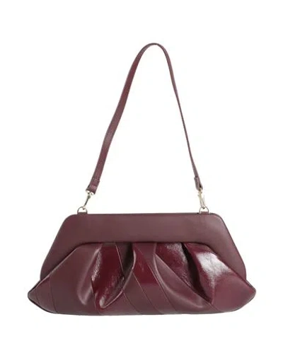 Themoirè Woman Clutch Burgundy Size - Textile Fibers In Red