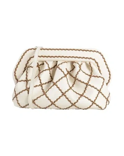 Themoirè Woman Clutch Cream Size - Textile Fibers In White