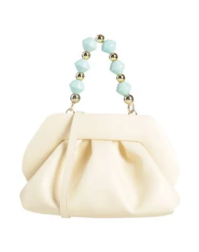 Themoirè Woman Clutch Cream Size - Textile Fibers In White