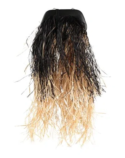 Themoirè Woman Cross-body Bag Black Size - Polyurethane, Natural Raffia