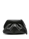 Themoirè Gathered Black Tia Clutch With Structured Top In Black