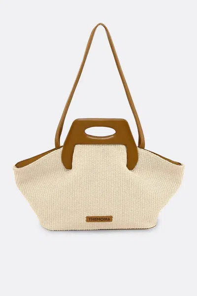 Themoirè Women's Dhea Straw Tote Bag In Shell And Caramel In White
