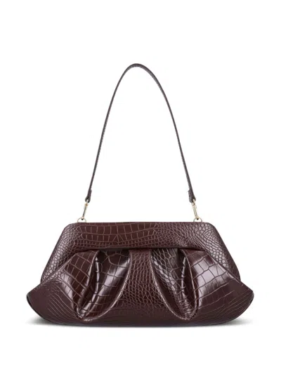 Themoirè ' Women's Emera Croco-embossed Pleated Clutch In Brown