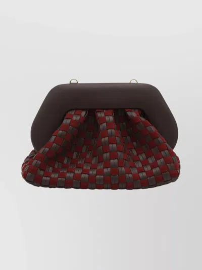 Themoirè Woven Clutch Bag Structured Frame In Black