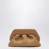 Themoirè Woven Clutch Tia In Biscuit Color