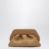 Themoirè Woven Clutch Tia In Biscuit Color