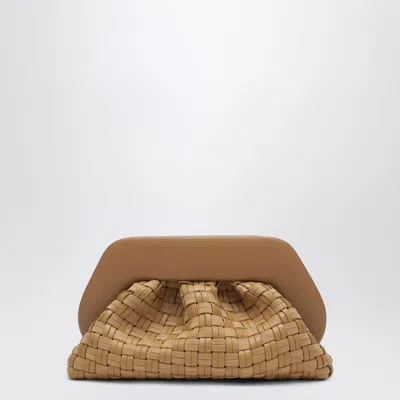 Themoirè Woven Clutch Tia In Biscuit Color