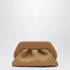 Themoirè Woven Clutch Tia In Biscuit Color In Brown