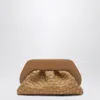 Themoirè Woven Clutch Tia In Biscuit Color In Brown