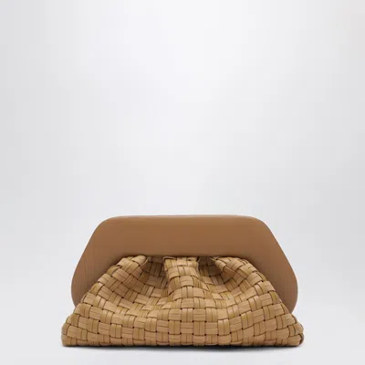 Themoirè Woven Clutch Tia In Biscuit Color In Brown
